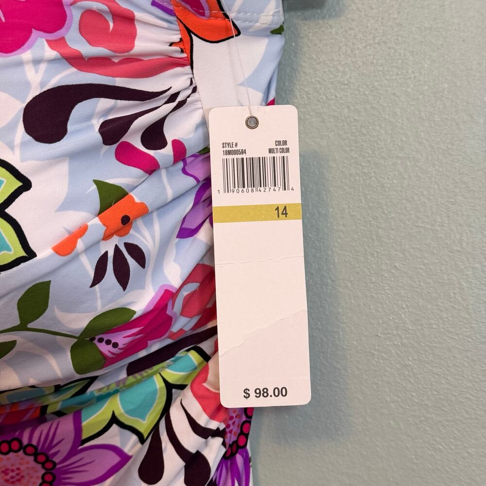 Anne Cole One Piece Swimsuit 14 Fleetwood Floral Twist Bandeau Strapless NWT - Picture 9 of 11